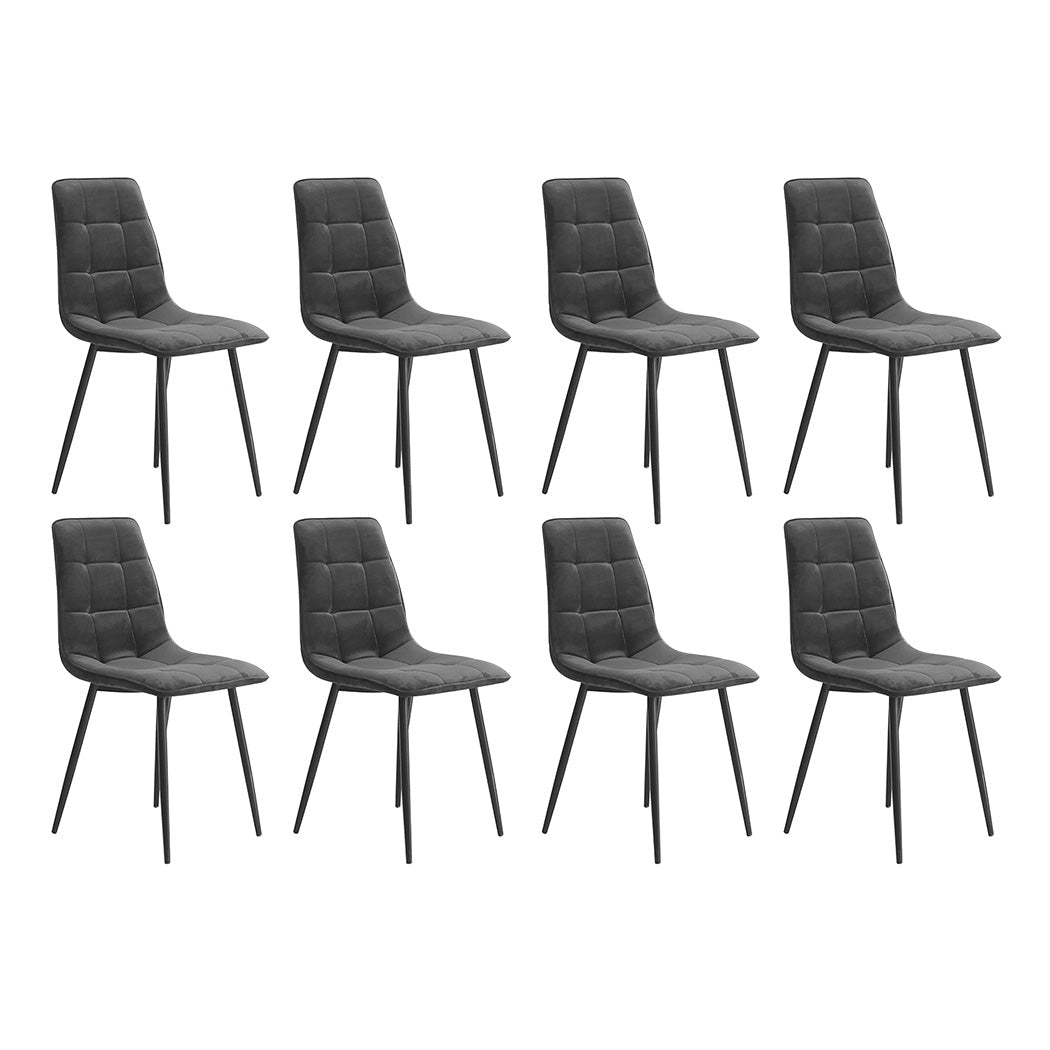 8x Velvet Dining Chairs with Steel Legs for Kitchen - Grey - Rivercity House & Home Co. (ABN 18 642 972 209) - Affordable Modern Furniture Australia