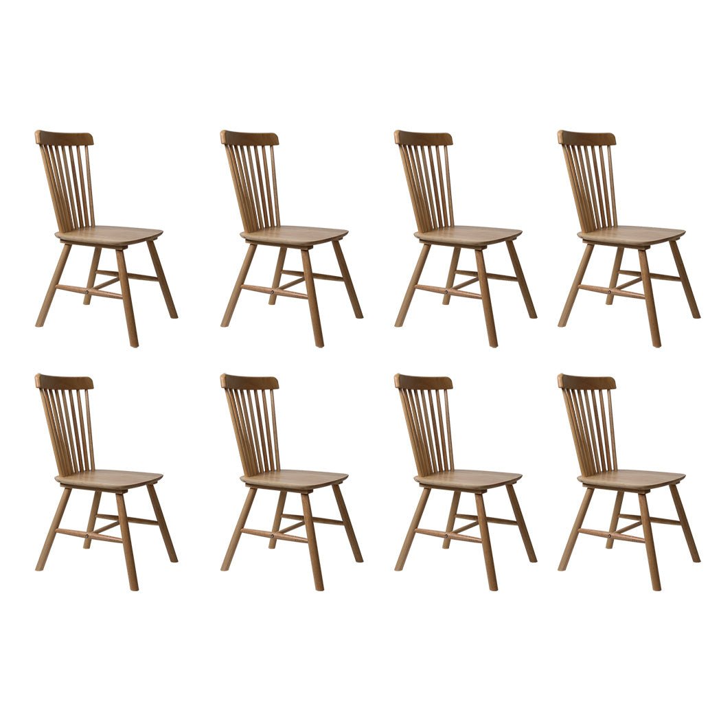 8x Windsor Dining Chairs Solid Oak Kitchen Seating - Oak - Rivercity House & Home Co. (ABN 18 642 972 209) - Affordable Modern Furniture Australia