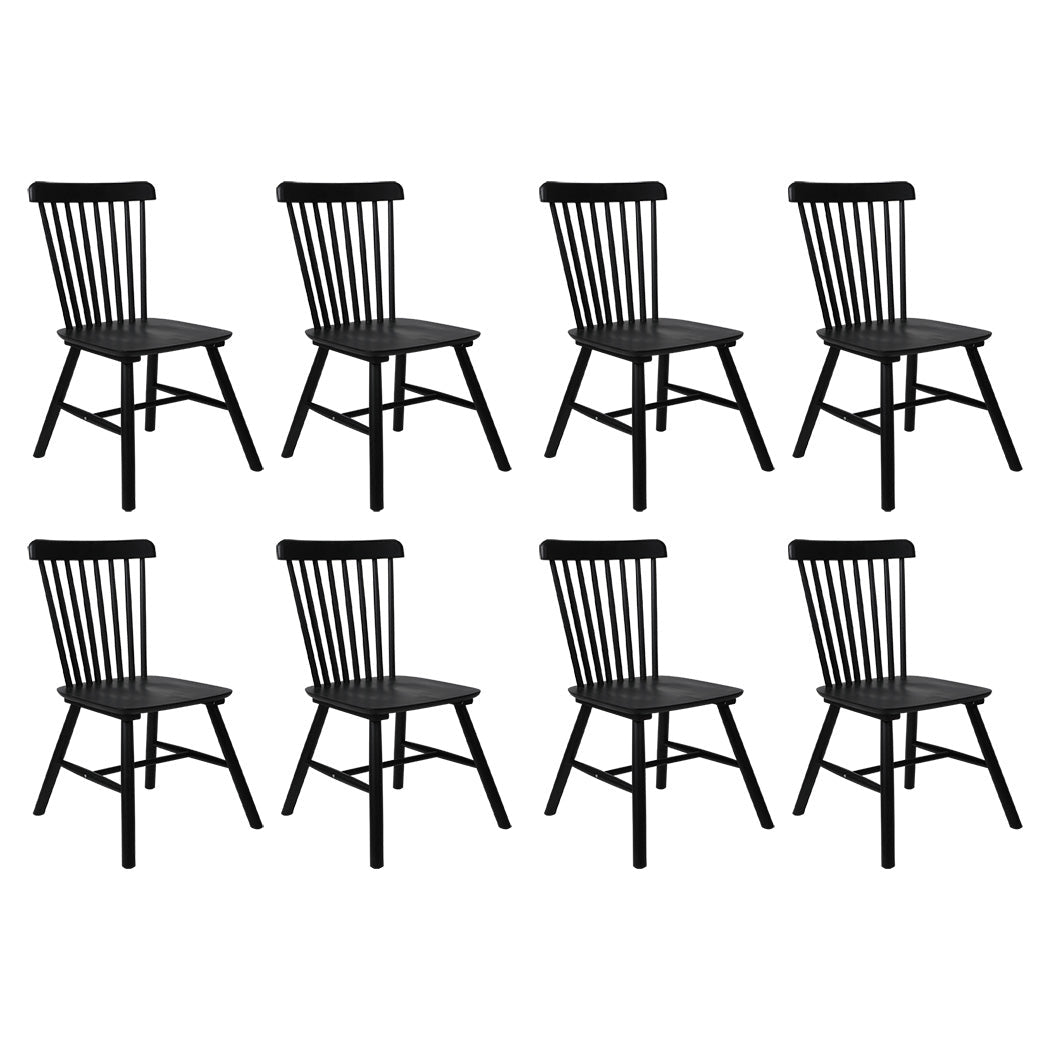 8x Windsor Dining Chairs Solid Wood Kitchen Seating - Black - Rivercity House & Home Co. (ABN 18 642 972 209) - Affordable Modern Furniture Australia