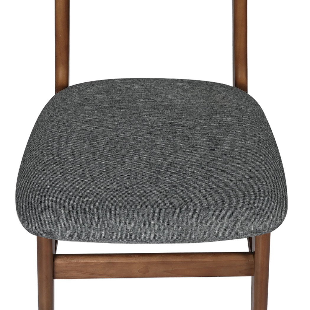 8x Wooden Dining Chairs with Linen Upholstery - Walnut - Rivercity House & Home Co. (ABN 18 642 972 209) - Affordable Modern Furniture Australia