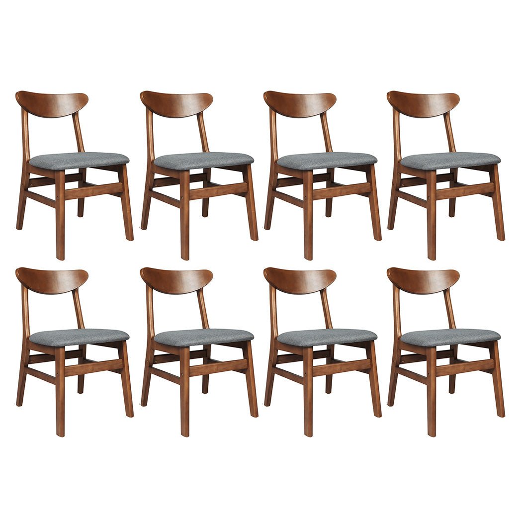 8x Wooden Dining Chairs with Linen Upholstery - Walnut - Rivercity House & Home Co. (ABN 18 642 972 209) - Affordable Modern Furniture Australia