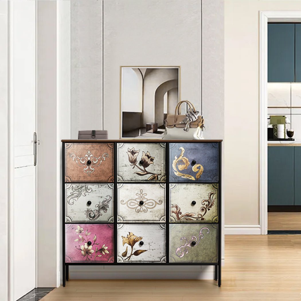 9 - Drawer Chest of Drawers Storage Cabinet - Brown - Rivercity House & Home Co. (ABN 18 642 972 209) - Affordable Modern Furniture Australia