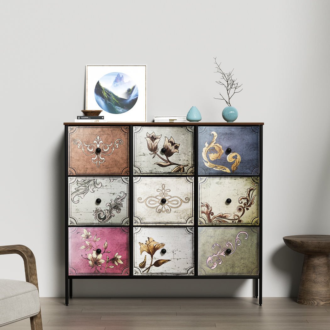 9 - Drawer Chest of Drawers Storage Cabinet - Brown - Rivercity House & Home Co. (ABN 18 642 972 209) - Affordable Modern Furniture Australia