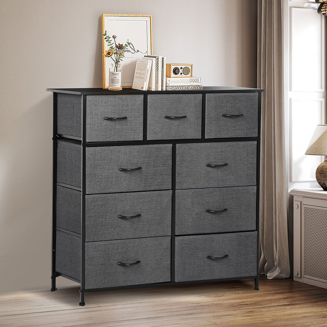 9 - Drawer Chest of Drawers Storage Cabinet - Grey - Rivercity House & Home Co. (ABN 18 642 972 209) - Affordable Modern Furniture Australia
