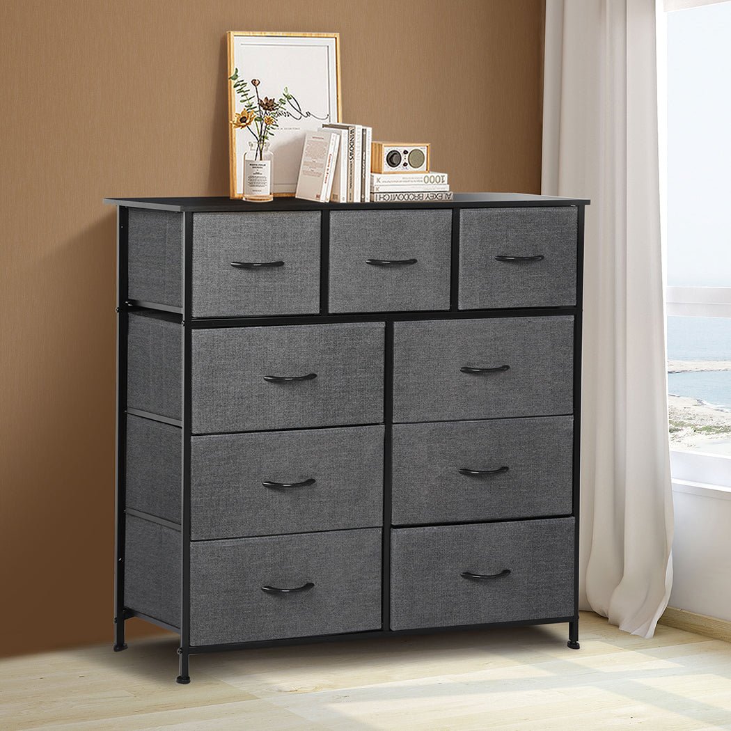 9 - Drawer Chest of Drawers Storage Cabinet - Grey - Rivercity House & Home Co. (ABN 18 642 972 209) - Affordable Modern Furniture Australia