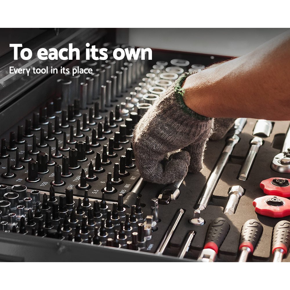 9 Drawer Tool Box Cabinet Chest Toolbox Storage Garage Organiser Black - Tools > Tools Storage > Tool Cabinets - Rivercity House & Home Co. (ABN 18 642 972 209) - Affordable Modern Furniture Australia