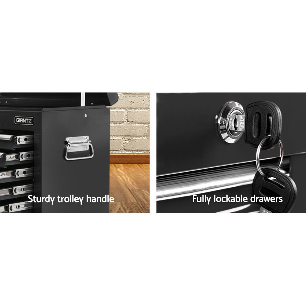 9 Drawer Tool Box Cabinet Chest Toolbox Storage Garage Organiser Black - Tools > Tools Storage > Tool Cabinets - Rivercity House & Home Co. (ABN 18 642 972 209) - Affordable Modern Furniture Australia