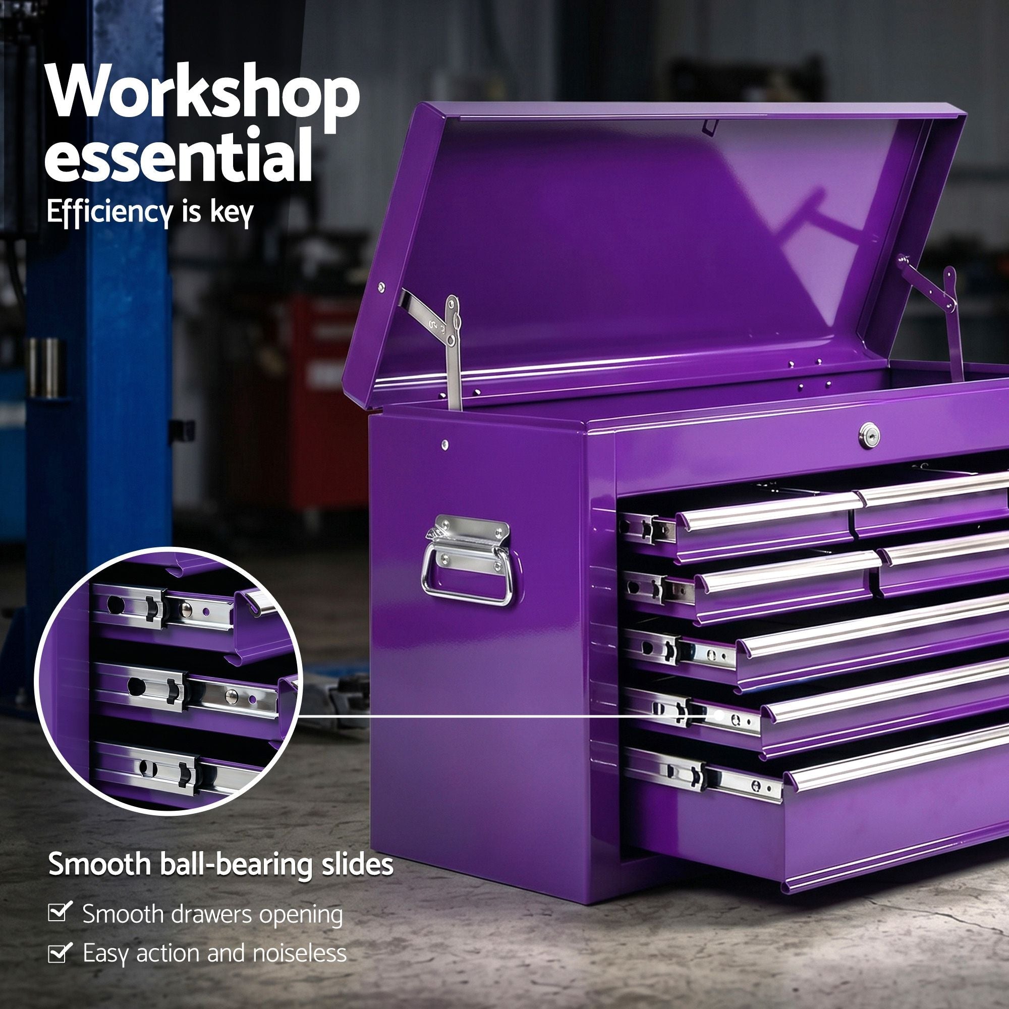 9 - Drawer Tool Cabinet Chest Toolbox Heavy Duty Garage Storage Organiser Purple - Tools > Tools Storage > Utility Trolleys - Rivercity House & Home Co. (ABN 18 642 972 209) - Affordable Modern Furniture Australia