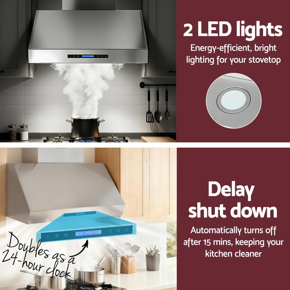 900mm Range Hood 3 - Speed Fan LED Display Remote Control - Appliances > Kitchen Appliances > Cooking Ranges - Rivercity House & Home Co. (ABN 18 642 972 209) - Affordable Modern Furniture Australia