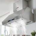 900mm Wall-Mounted Range Hood 3-Speed Fan LED Display Remote Control - Silver