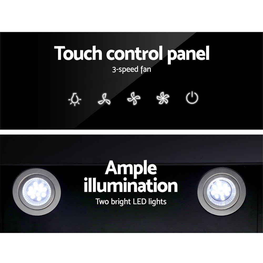 900mm Range Hood 90cm Rangehood Glass Black - Appliances > Kitchen Appliances > Cooking Ranges - Rivercity House & Home Co. (ABN 18 642 972 209) - Affordable Modern Furniture Australia