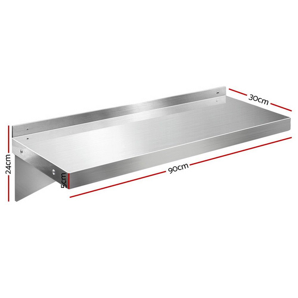 900mm Stainless Steel Kitchen Wall Shelf Mounted Rack - Home & Garden > DIY > Kitchen & Bathroom DIY - Rivercity House & Home Co. (ABN 18 642 972 209) - Affordable Modern Furniture Australia