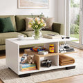 90cm 3-Tier Coffee Table with Open Storage Shelves - White & Wood