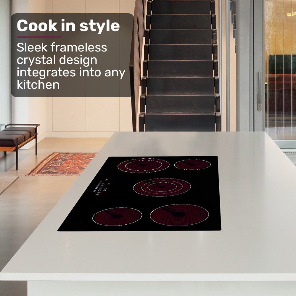 90cm 5 Zone Ceramic Cooktop, 8900W Electric, FlexiZone Adjustable Size Hobs, Touch Controls - Appliances > Kitchen Appliances > Cooktops & Stoves - Rivercity House & Home Co. (ABN 18 642 972 209) - Affordable Modern Furniture Australia