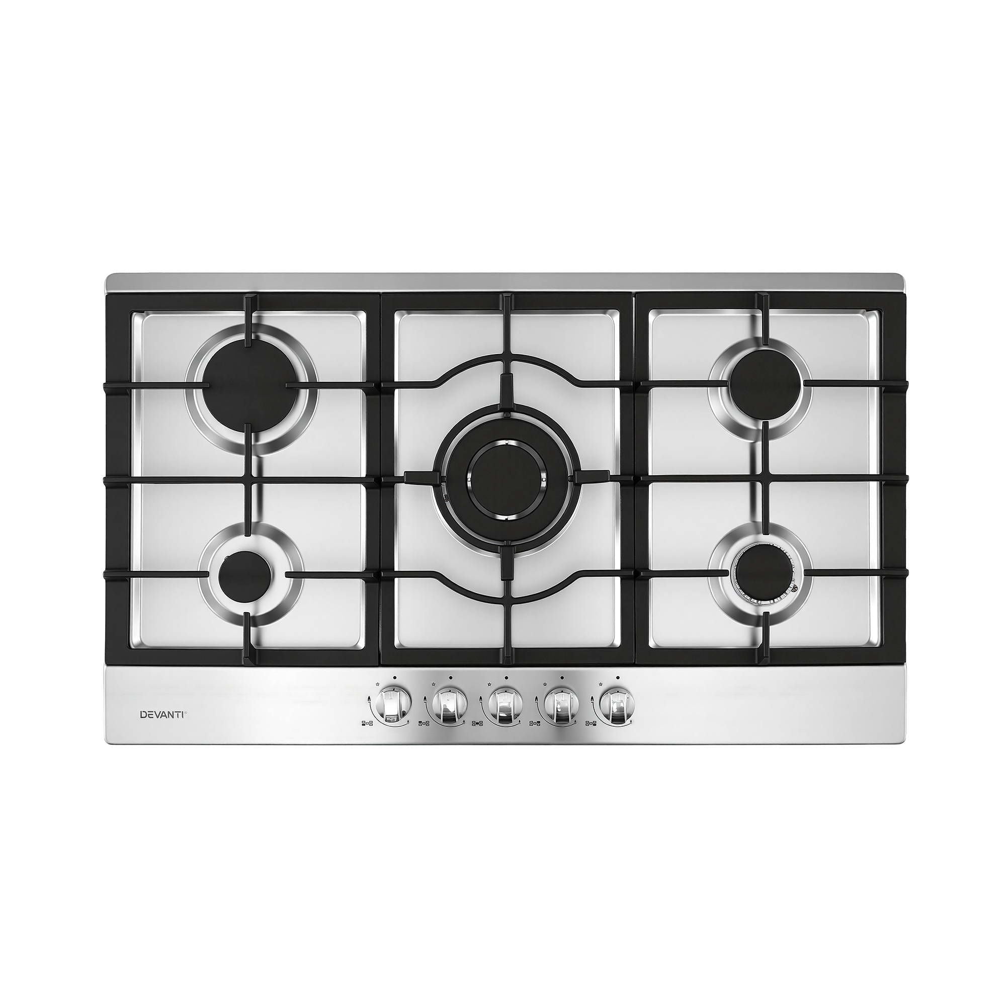 90cm Gas Cooktop 5 Burner LPG NG Stainless Steel Hob Silver - Appliances > Kitchen Appliances > Cooktops & Stoves - Rivercity House & Home Co. (ABN 18 642 972 209) - Affordable Modern Furniture Australia