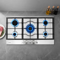 90cm Gas Cooktop 5 Burner LPG NG Stainless Steel Hob Silver