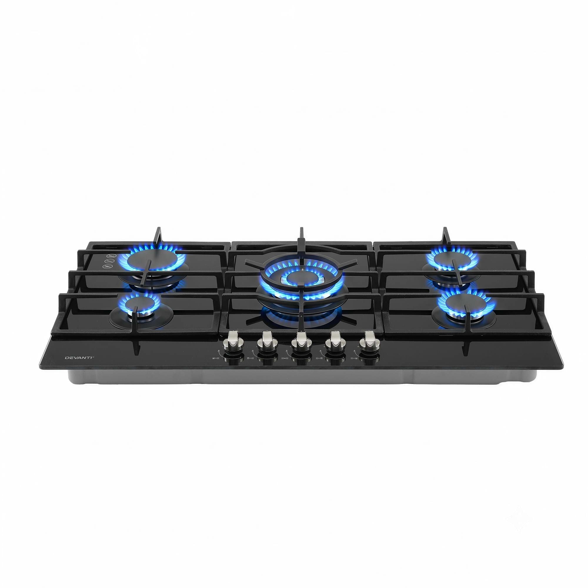 90cm Gas Cooktop 5 Burner LPG NG Tempered Glass Hob Black - Appliances > Kitchen Appliances > Cooktops & Stoves - Rivercity House & Home Co. (ABN 18 642 972 209) - Affordable Modern Furniture Australia