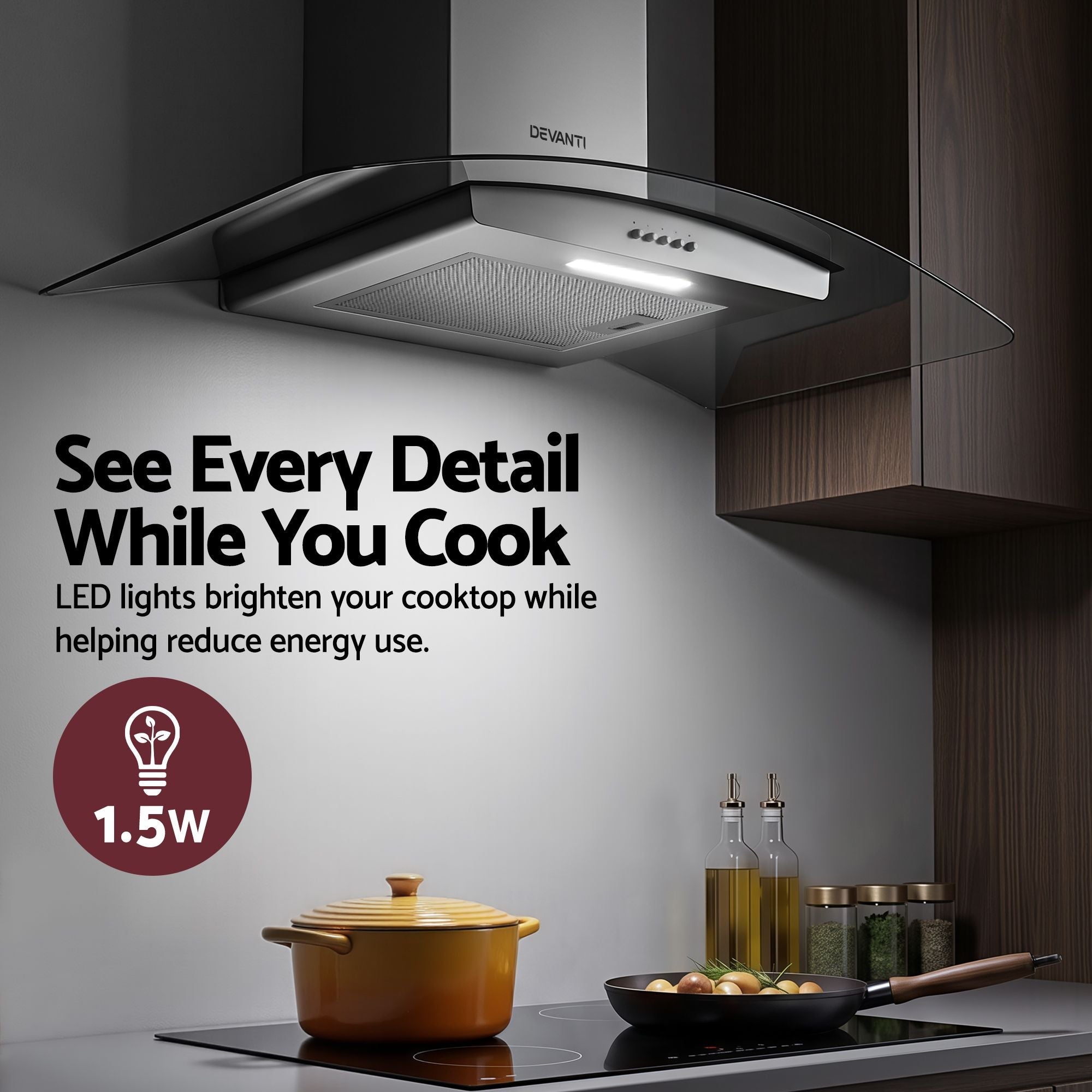 90cm Range Hood Curved Glass Canopy Rangehood Kitchen Exhaust Fan - Appliances > Kitchen Appliances > Cooking Ranges - Rivercity House & Home Co. (ABN 18 642 972 209) - Affordable Modern Furniture Australia