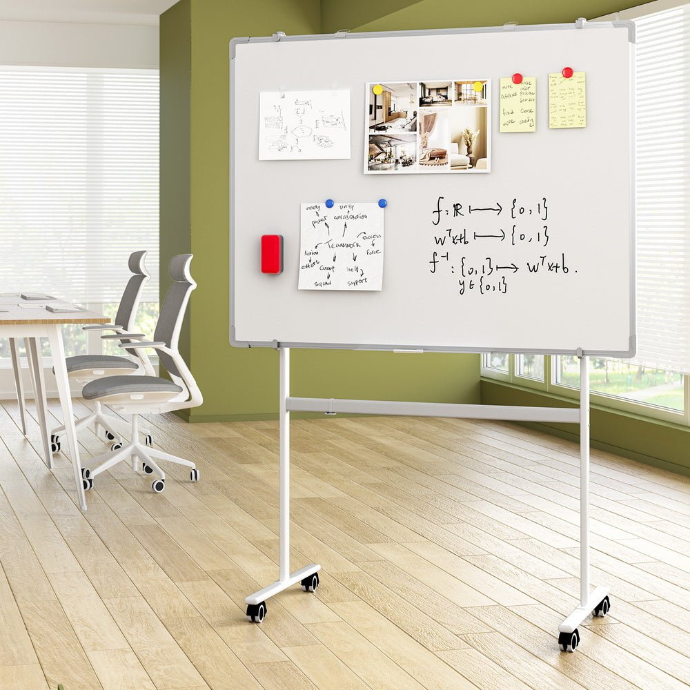 90x120cm Standing Whiteboard with Wheels Magnetic Double-Sided Erase Board - Home & Garden > Home & Garden Others - Rivercity House & Home Co. (ABN 18 642 972 209) - Affordable Modern Furniture Australia