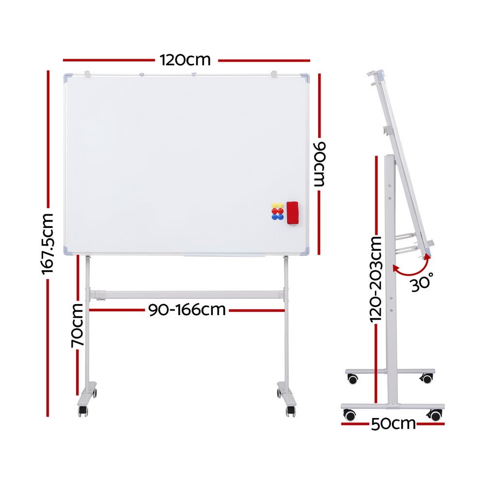 90x120cm Standing Whiteboard with Wheels Magnetic Double-Sided Erase Board - Home & Garden > Home & Garden Others - Rivercity House & Home Co. (ABN 18 642 972 209) - Affordable Modern Furniture Australia