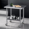 Stainless Steel Kitchen Prep Bench with Splashback 914x762mm Commercial 430 - Stainless Steel
