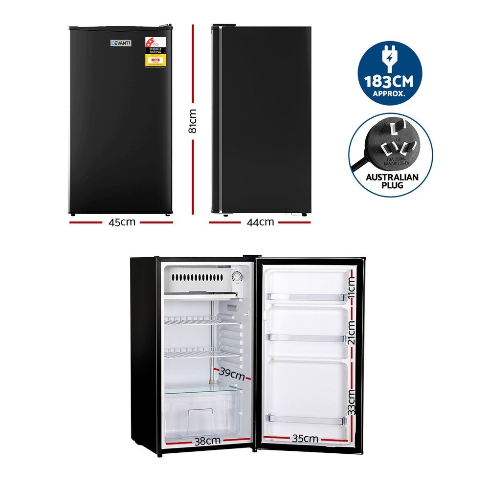 95L Bar Fridge Black - Appliances > Fridges & Freezers > Fridges - Rivercity House & Home Co. (ABN 18 642 972 209) - Affordable Modern Furniture Australia