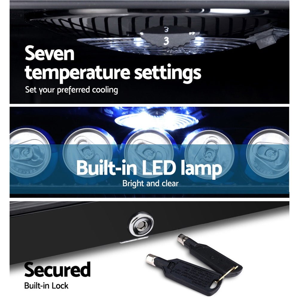 98L Bar Fridge Glass Door Mini Fridges Freezer Black - Appliances > Fridges & Freezers > Fridges - Rivercity House & Home Co. (ABN 18 642 972 209) - Affordable Modern Furniture Australia