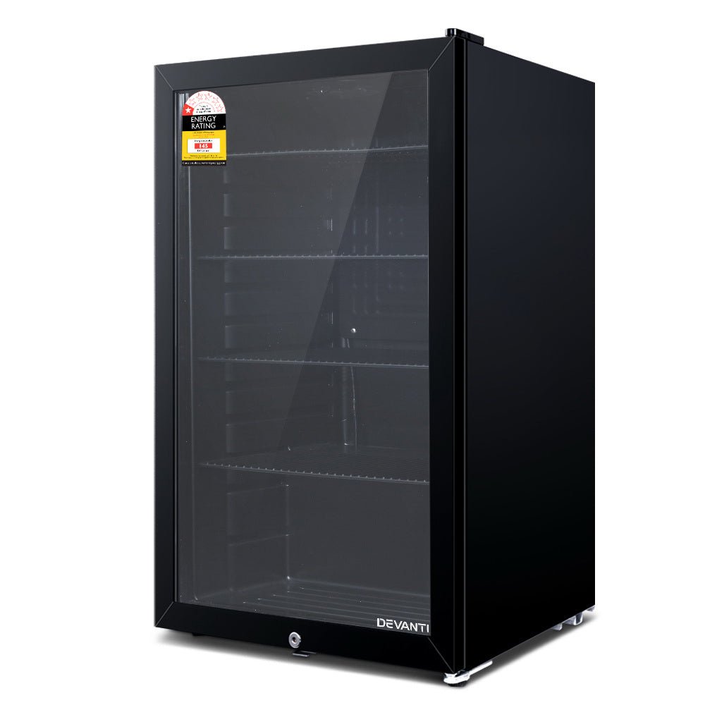 98L Bar Fridge Glass Door Mini Fridges Freezer Black - Appliances > Fridges & Freezers > Fridges - Rivercity House & Home Co. (ABN 18 642 972 209) - Affordable Modern Furniture Australia