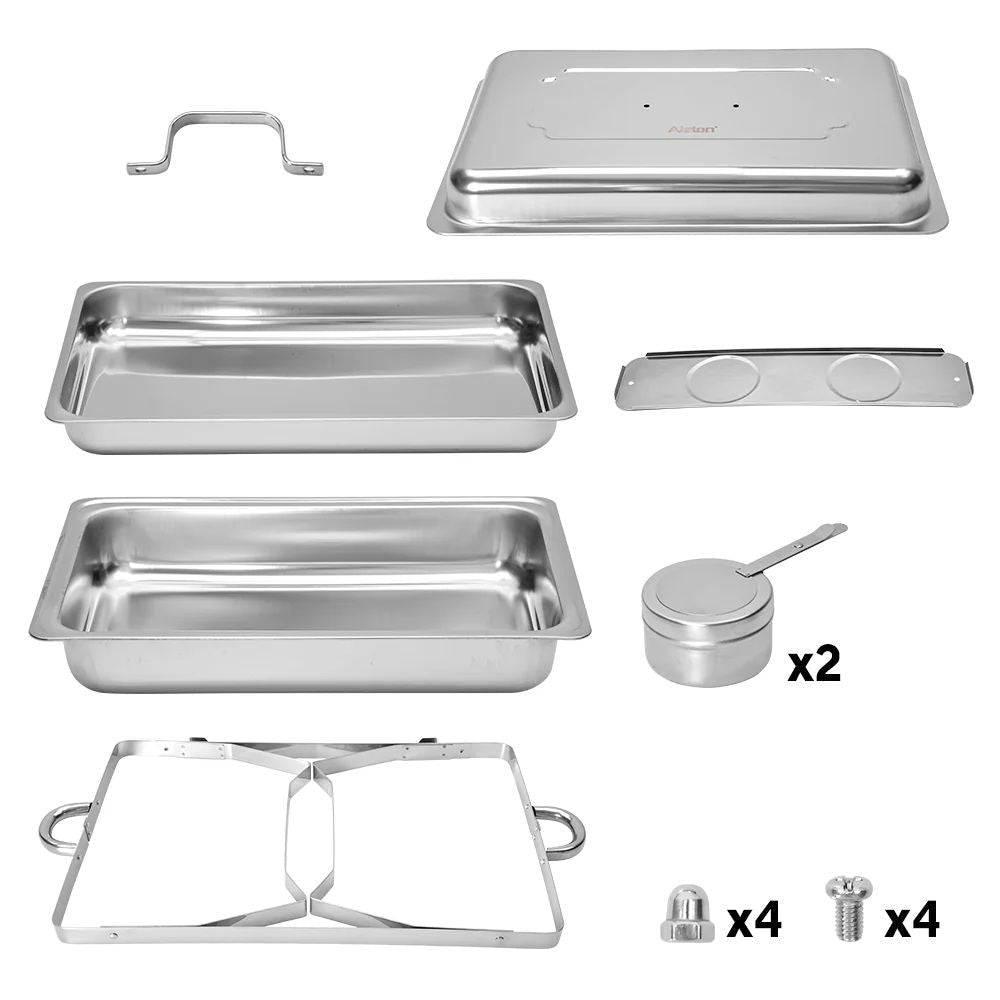 9L Chafing Dish Set, Premium 410 Stainless Steel Buffet Warmer, Bain Marie Food Server with Fuel Holders & Lid, Stackable Catering Equipment for Hotels, Parties, Weddings & Banquets, Silver - Appliances > Kitchen Appliances > Food Warmers & Chafing Dishes - Rivercity House & Home Co. (ABN 18 642 972 209) - Affordable Modern Furniture Australia