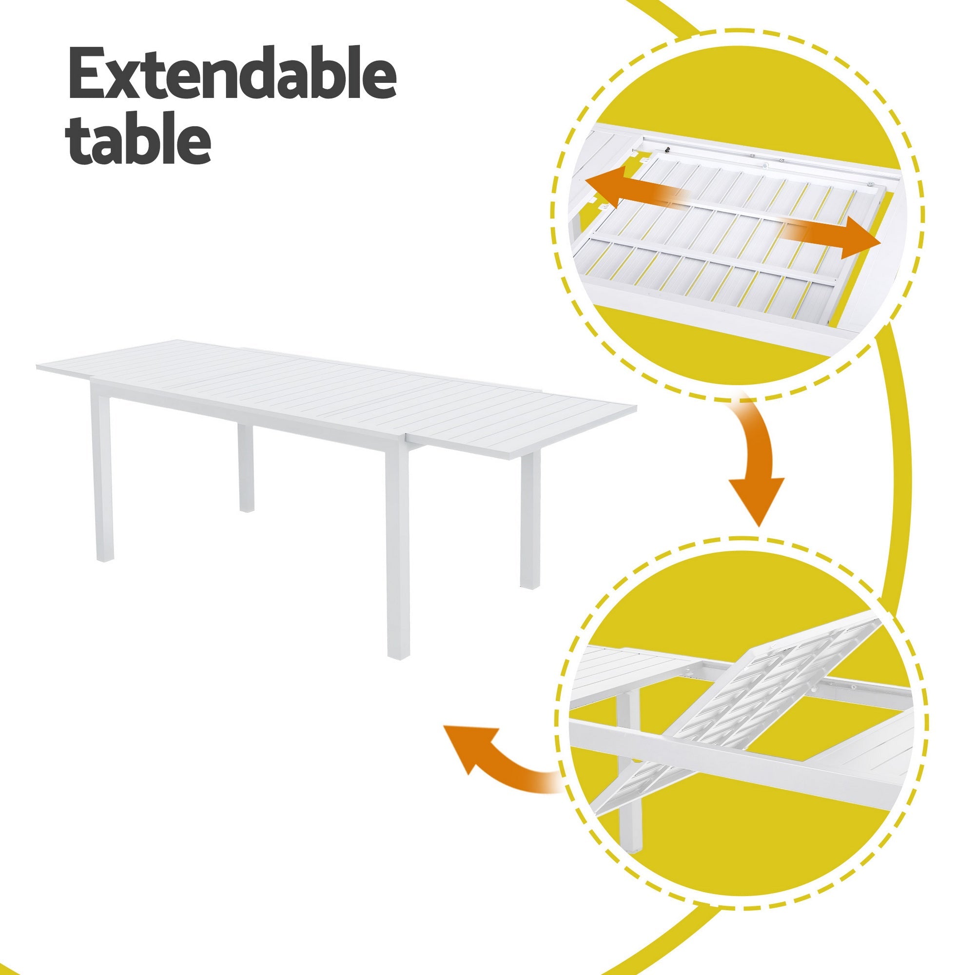 9PCS Outdoor Extendable Aluminum Dining Set with Cushions - White - Furniture > Outdoor > Outdoor Dining Sets - Rivercity House & Home Co. (ABN 18 642 972 209) - Affordable Modern Furniture Australia