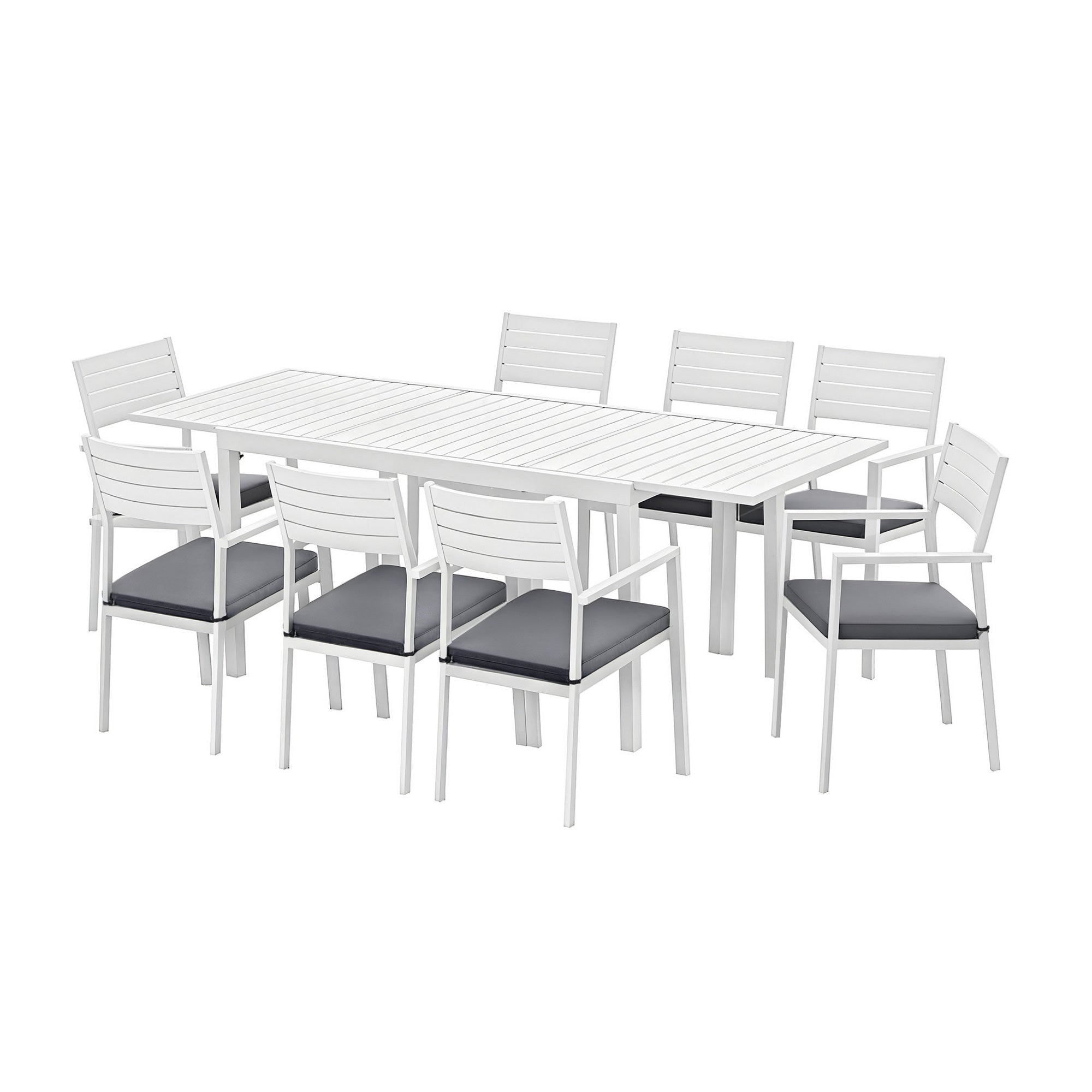9PCS Outdoor Extendable Aluminum Dining Set with Cushions - White - Furniture > Outdoor > Outdoor Dining Sets - Rivercity House & Home Co. (ABN 18 642 972 209) - Affordable Modern Furniture Australia