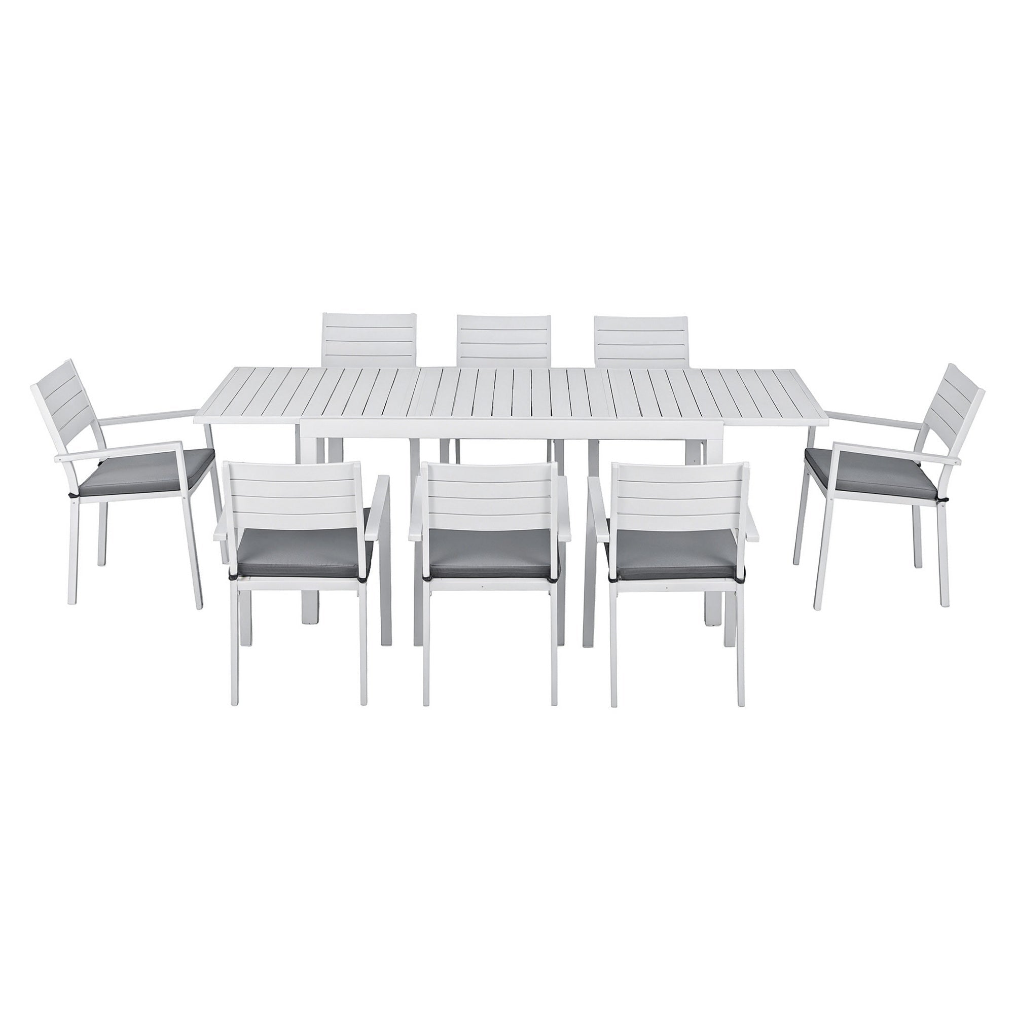 9PCS Outdoor Extendable Aluminum Dining Set with Cushions - White - Furniture > Outdoor > Outdoor Dining Sets - Rivercity House & Home Co. (ABN 18 642 972 209) - Affordable Modern Furniture Australia