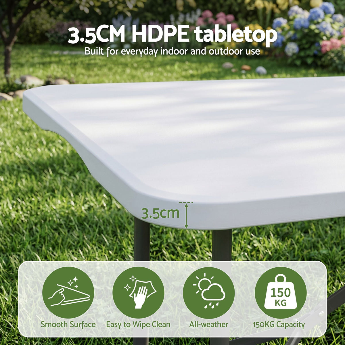 9PCS Outdoor Folding Dining Set 180CM Table with Chairs - White - Furniture > Outdoor > Outdoor Dining Sets - Rivercity House & Home Co. (ABN 18 642 972 209) - Affordable Modern Furniture Australia