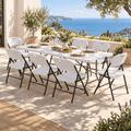 9PCS Outdoor Folding Dining Set 180CM Table with Chairs - White