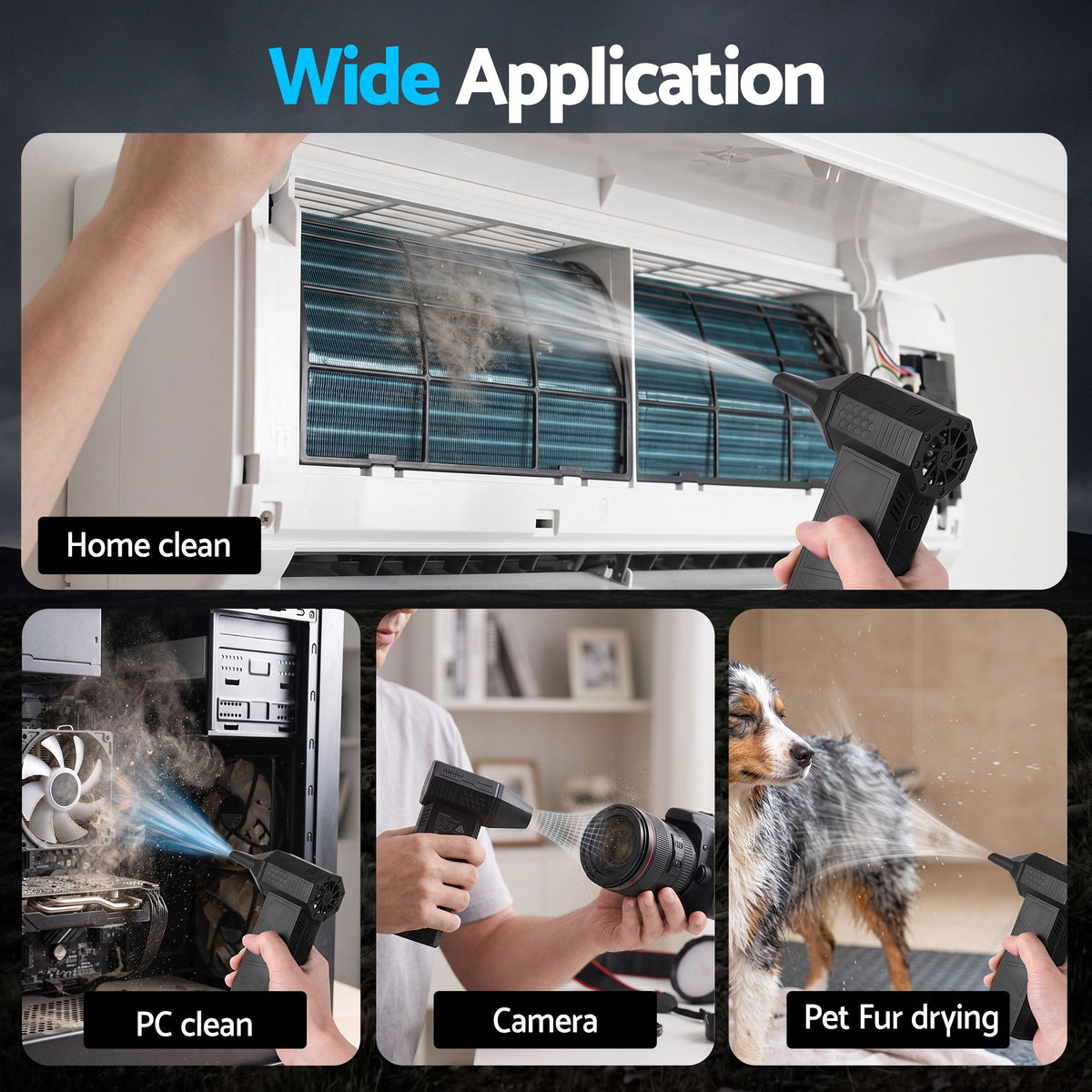 Electric Air Duster Mini Blower with 7H Runtime for Keyboard and PC Cleaning