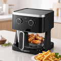4.5L Glass Air Fryer Kitchen Oven Knob Control 1350W Healthy Cooker Black