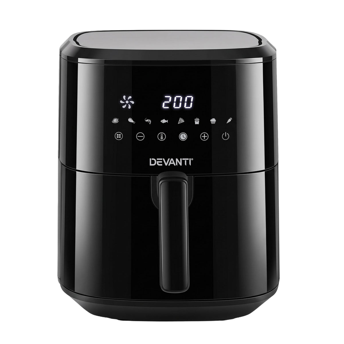 6.5L Digital Touch Air Fryer with 8 Presets and Non-Stick Basket - Black