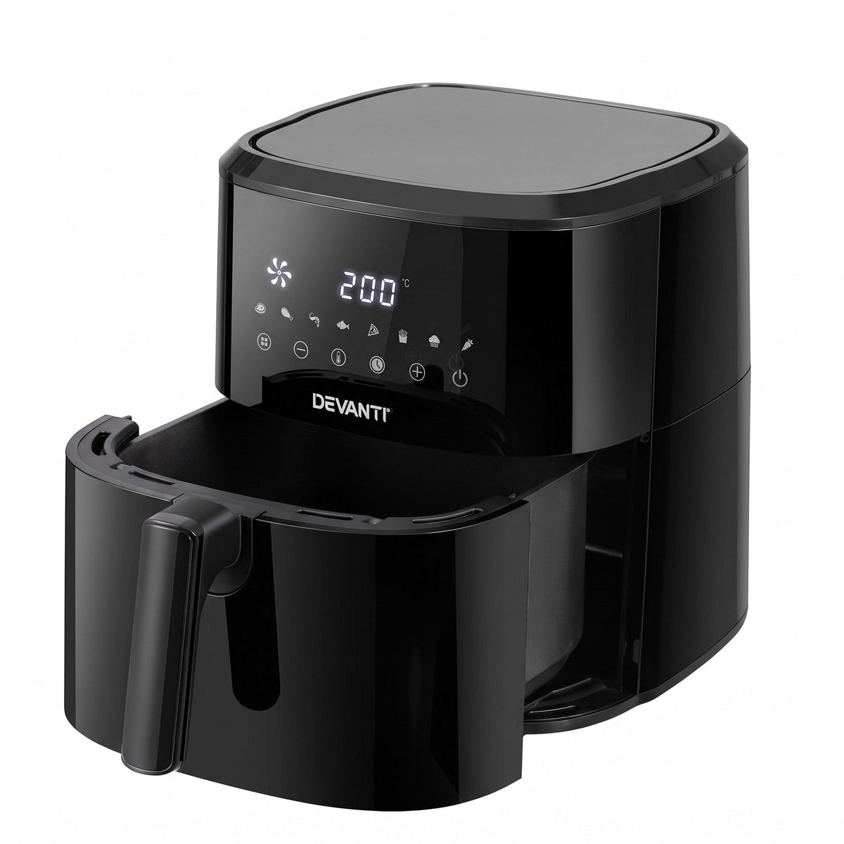 6.5L Digital Touch Air Fryer with 8 Presets and Non-Stick Basket - Black