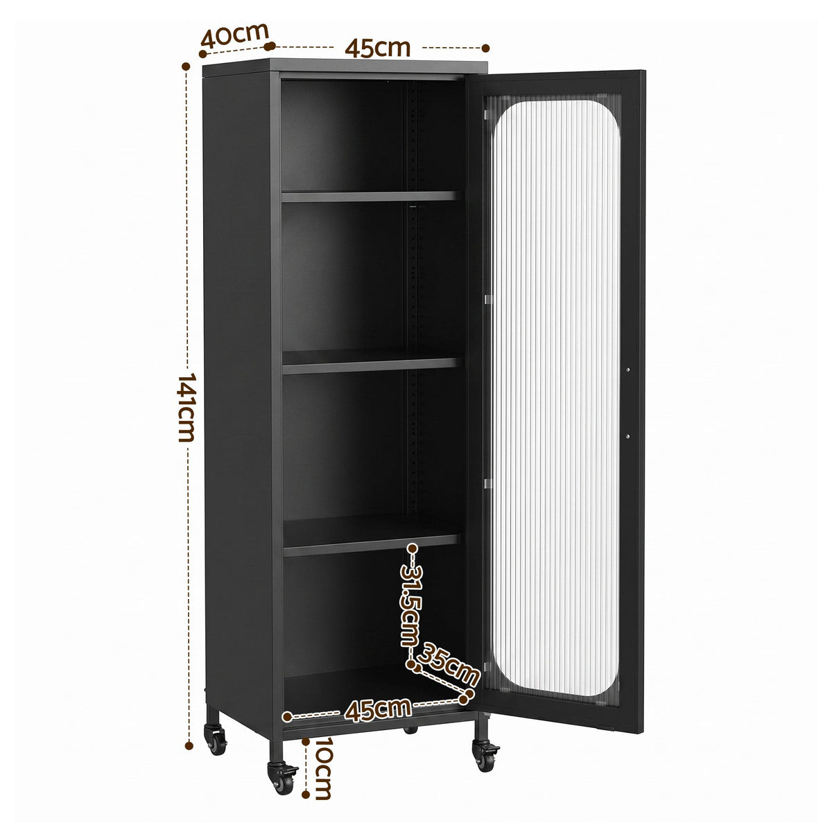Buffet Cabinet Sideboard x2 Slim Kitchen Storage Trolley with Wheels - Black