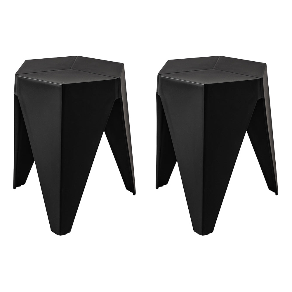 Set of 2 Stacking Puzzle Stools Black