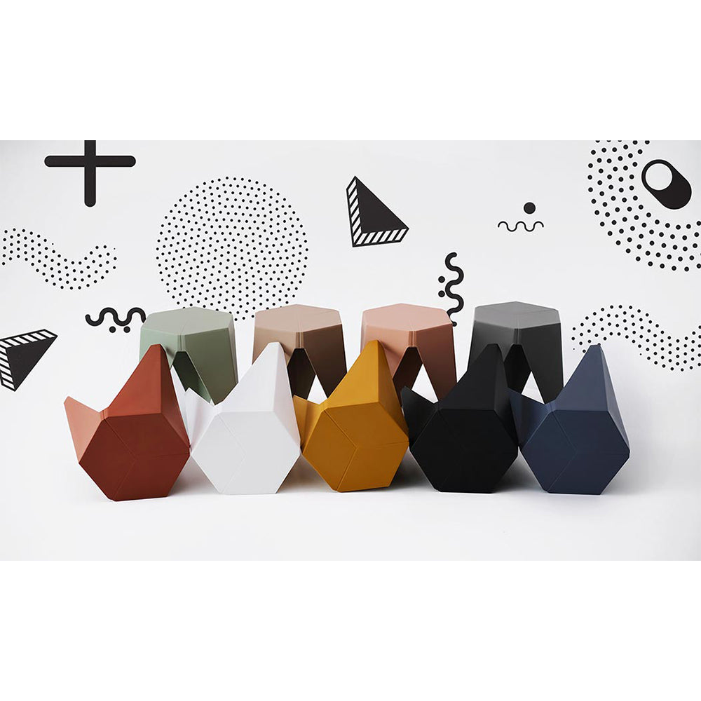 Set of 2 Stacking Puzzle Stools Black