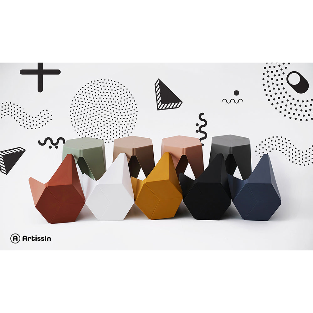 Set of 2 Stacking Puzzle Stools Grey