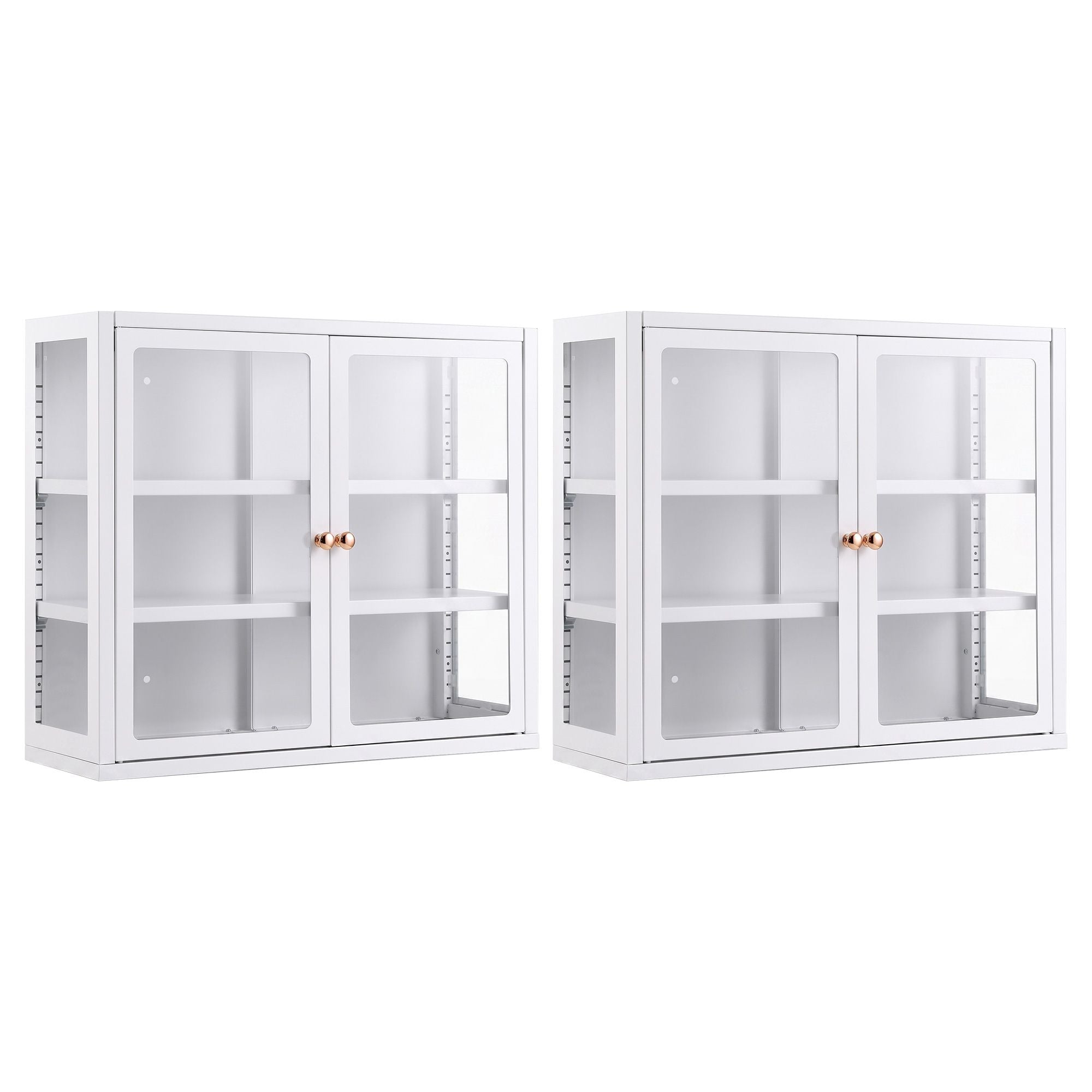 Buffet Cabinet Sideboard X2 Wall Mounted Clear Display Storage 60cm White