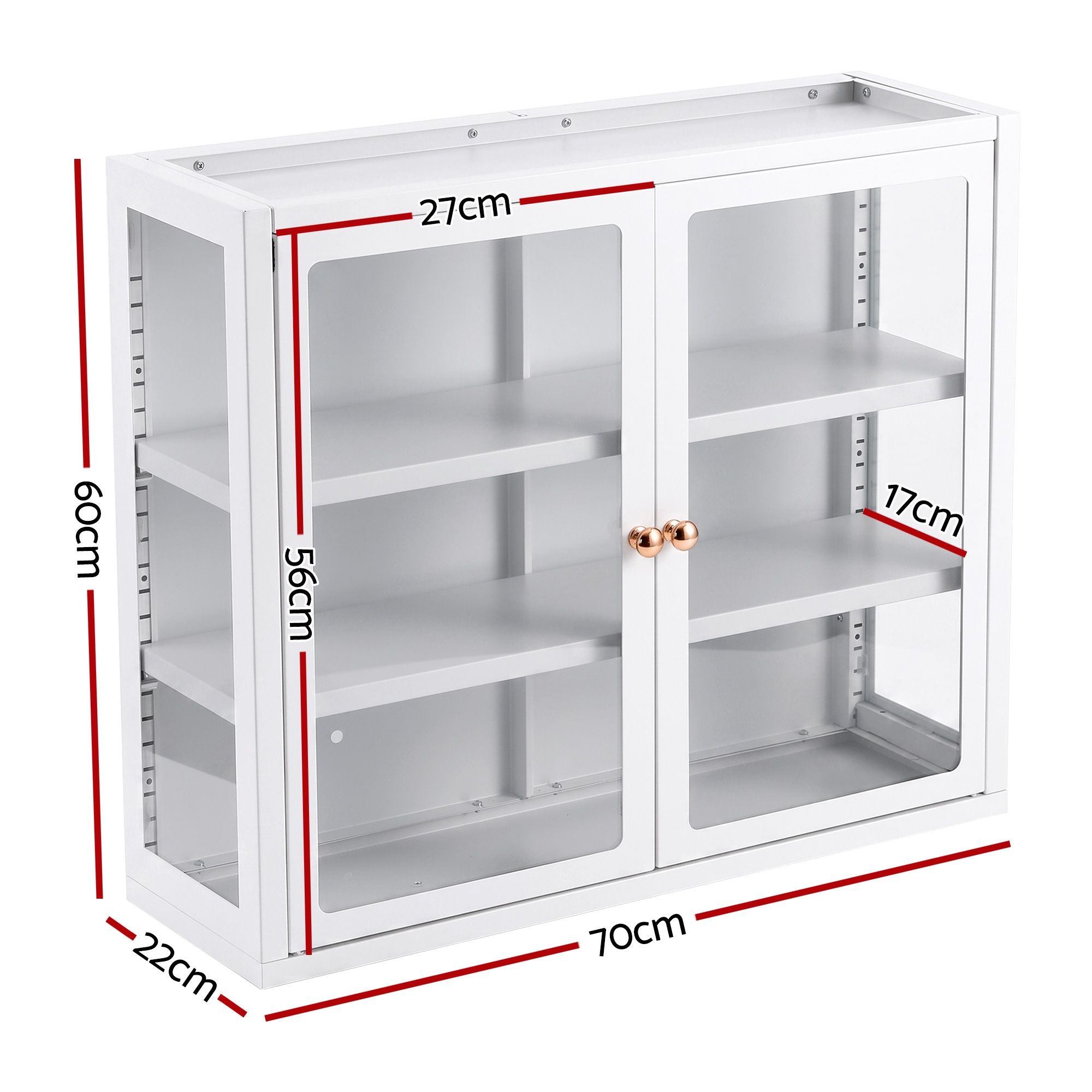 Buffet Cabinet Sideboard X2 Wall Mounted Clear Display Storage 60cm White