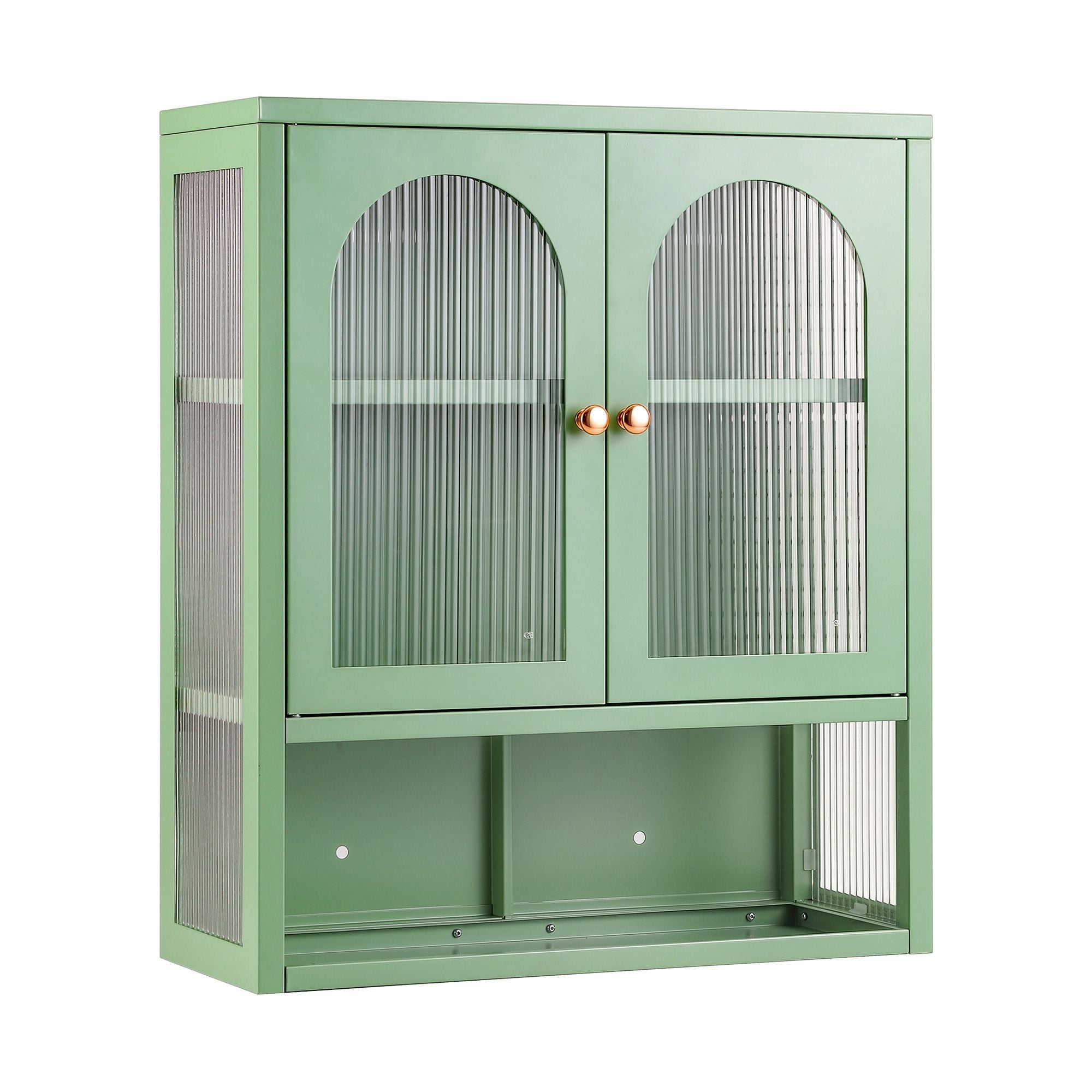 Buffet Cabinet Sideboard Wall Mounted Fluted Display Storage 70cm Green