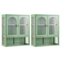 Buffet Cabinet Sideboards X2 Wall Mounted Fluted Display Storage Green