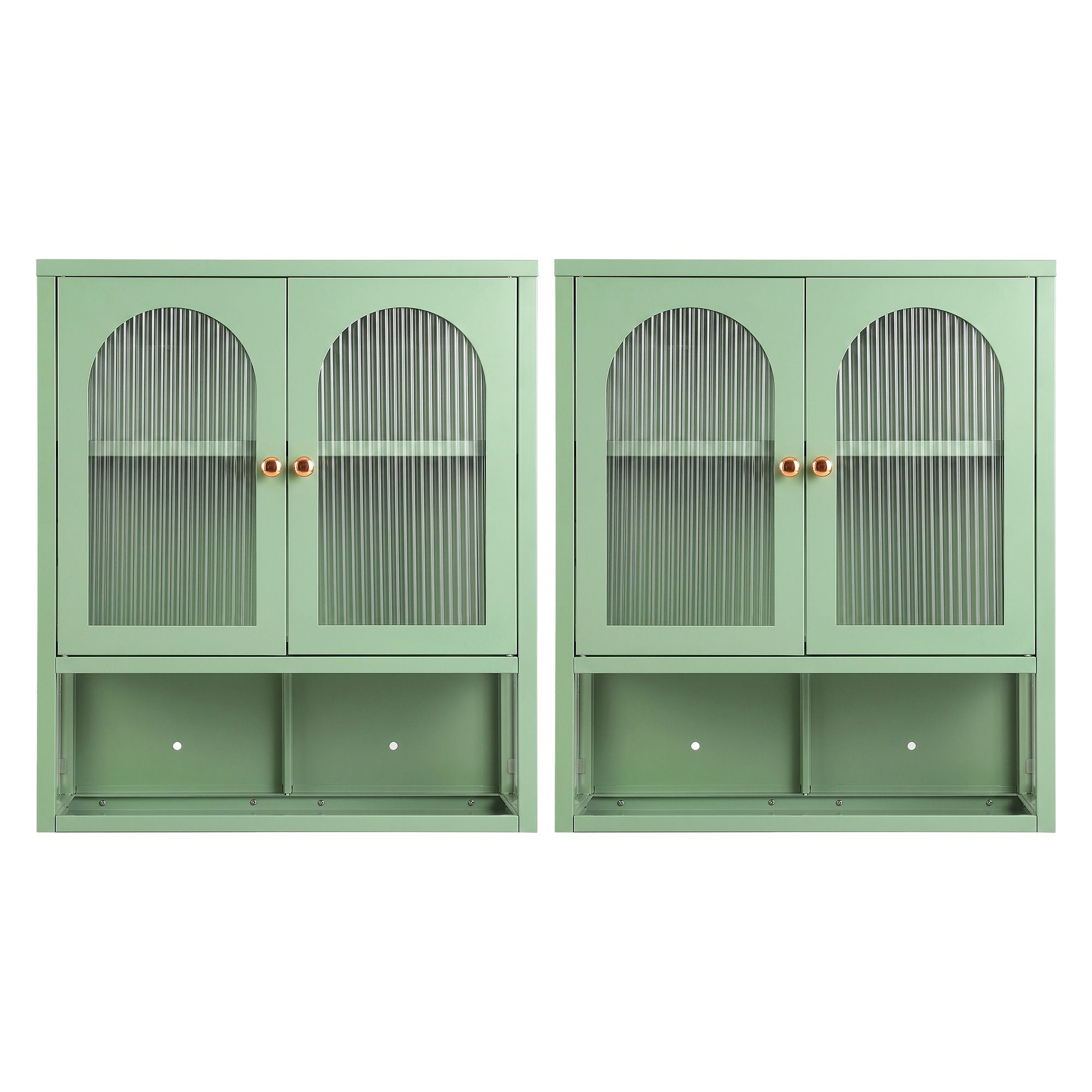 Buffet Cabinet Sideboards X2 Wall Mounted Fluted Display Storage Green