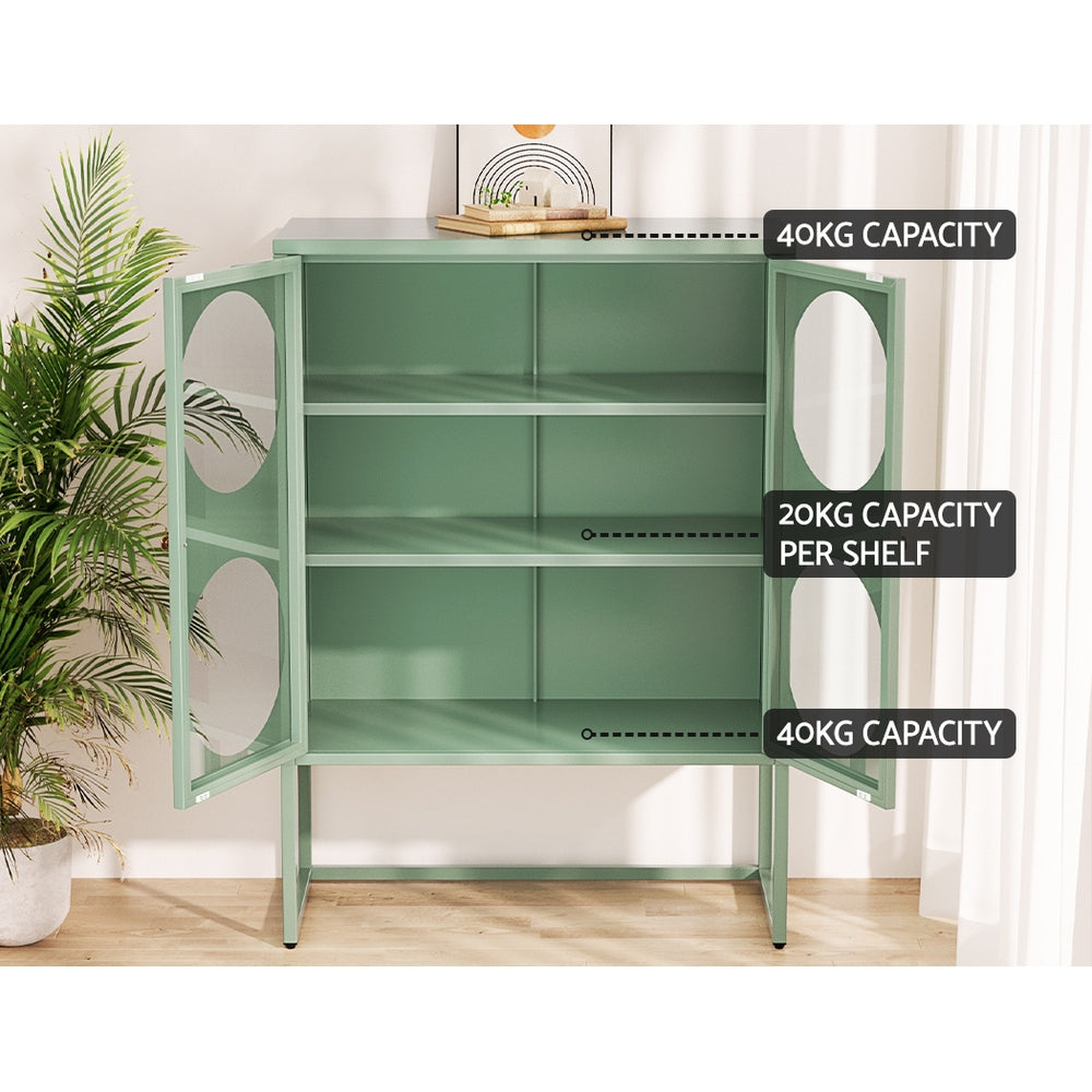 Ella Buffet Sideboard Metal Locker Display Cabinet Green