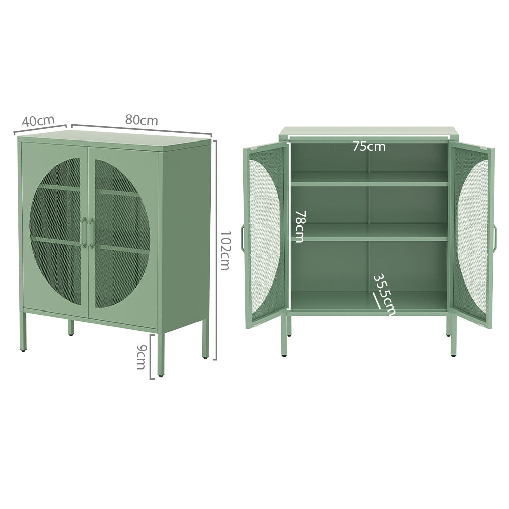 Elsa Buffet Sideboard Metal Locker Display Cabinet Green