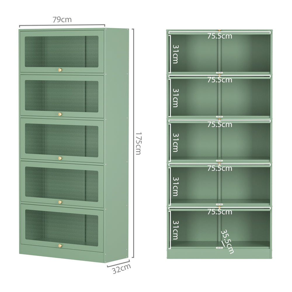 Elia Metal Locker Style Storage Cabinet Sideboard Green